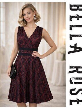 Bella Rose Vtg Y2K Red Black Lace Sequins Whimsygoth Dark Romantic Dress 12